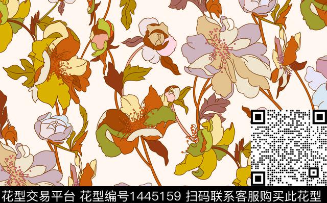 大牌风抽象数码花型数码印花花型下载（图片编号: 1445159） - 瓦栏（Walan）