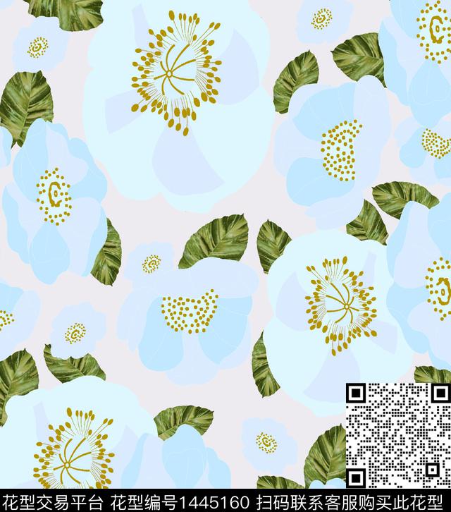 大牌风抽象数码花型数码印花花型下载（图片编号: 1445160） - 瓦栏（Walan）