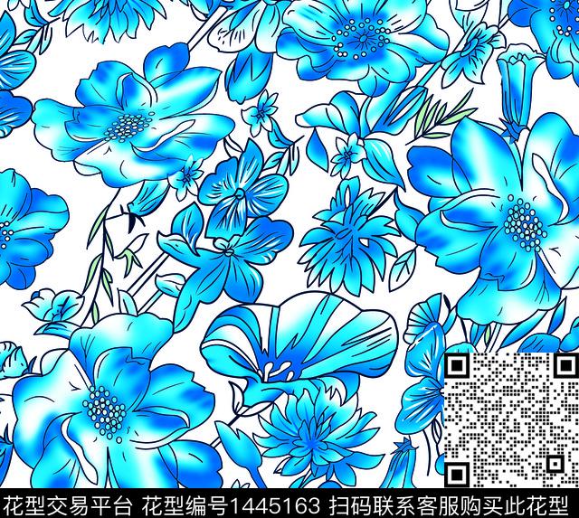大牌风抽象数码花型数码印花花型下载（图片编号: 1445163） - 瓦栏（Walan）