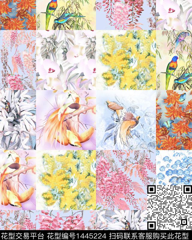 复古花卉大牌风数码印花花型下载（图片编号: 1445224） - 瓦栏（Walan）