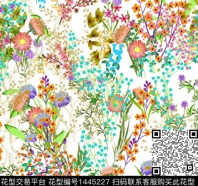 复古花卉大牌风数码印花花型下载（图片编号: 1445227） - 瓦栏（Walan）