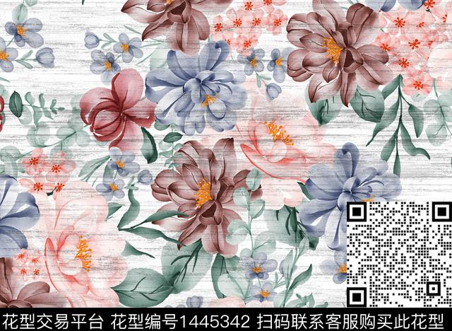 趋势花型花卉大牌风数码印花花型下载（图片编号: 1445342） - 瓦栏（Walan）