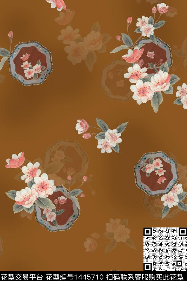 香云纱旗袍中国风数码印花花型下载（图片编号: 1445710） - 瓦栏（Walan）