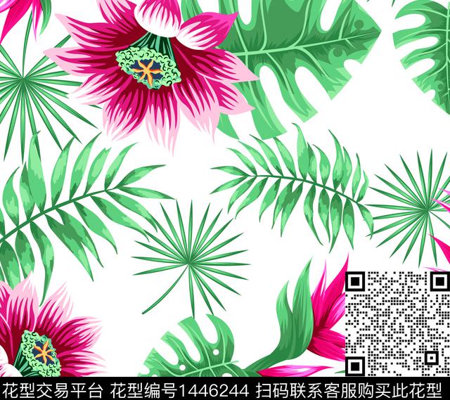 zhao-15白.jpg - 1446244 - 绿植树叶 扎染花型 花卉 - 传统印花花型 － 女装花型设计 － 瓦栏