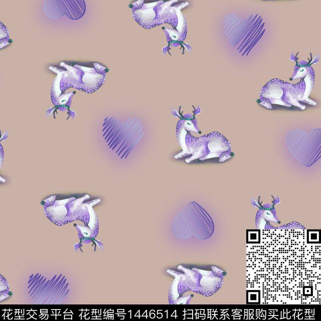 鹿童装趣味传统印花花型下载（图片编号: 1446514） - 瓦栏（Walan）