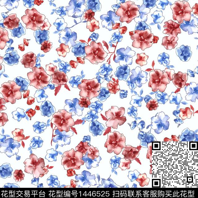 花卉小碎花满版散花传统印花花型下载（图片编号: 1446525） - 瓦栏（Walan）