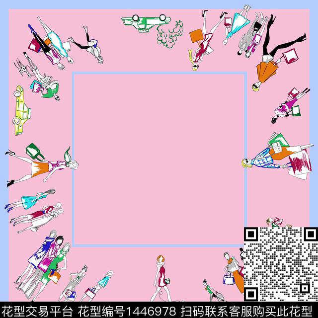 时尚摩登都市休闲女郎数码印花花型下载（图片编号: 1446978） - 瓦栏（Walan）