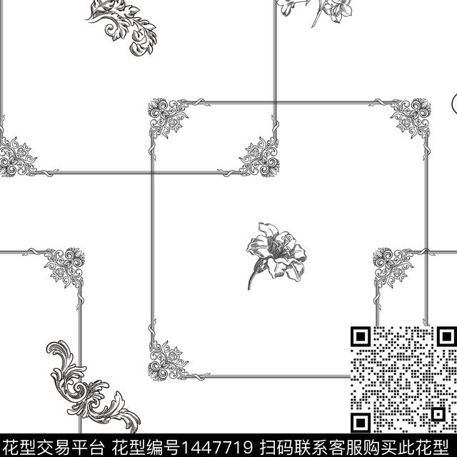 格子日韩男装满版花数码印花花型下载（图片编号: 1447719） - 瓦栏（Walan）