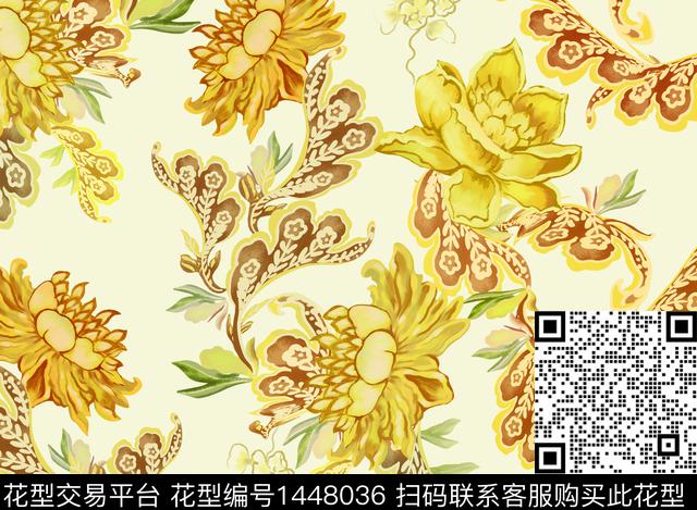 花卉大牌风小碎花数码印花花型下载（图片编号: 1448036） - 瓦栏（Walan）
