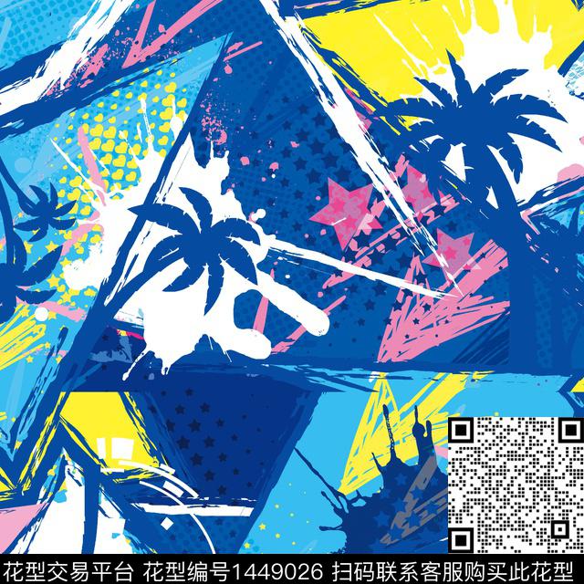 34.jpg - 1449026 - 几何花卉 椰子树 热带花型 - 数码印花花型 － 女装花型设计 － 瓦栏