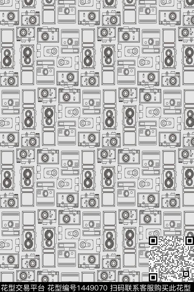 黑白无常.jpg - 1449070 - 几何 大牌风 趣味 - 数码印花花型 － 男装花型设计 － 瓦栏