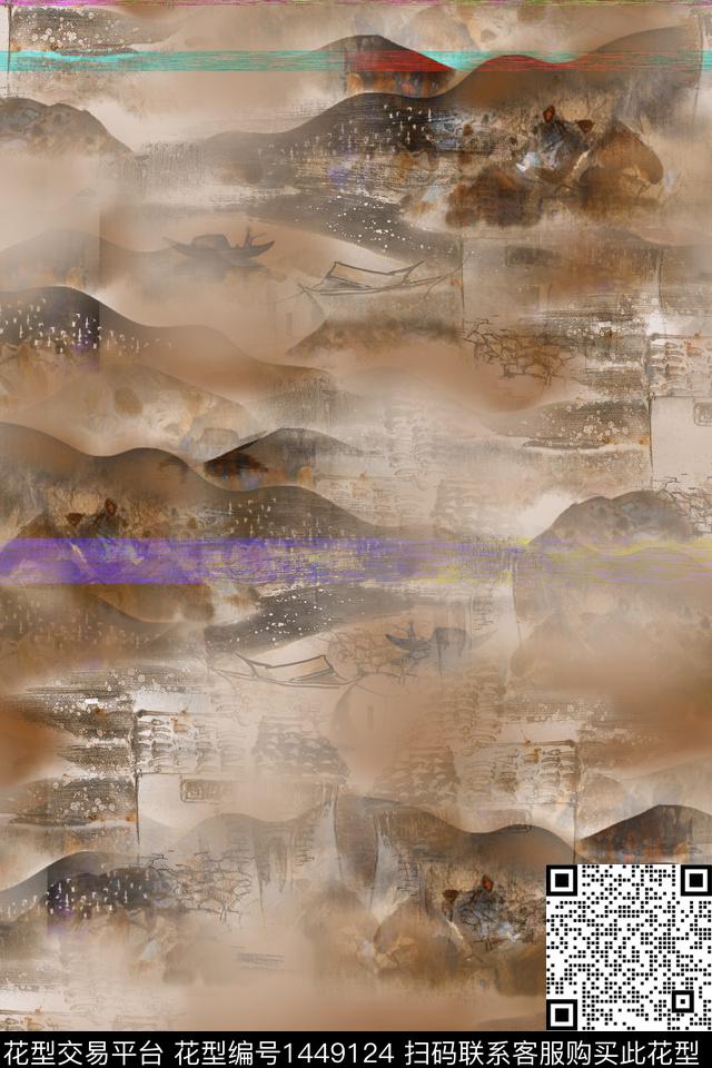 旗袍香云纱中国风数码印花花型下载（图片编号: 1449124） - 瓦栏（Walan）
