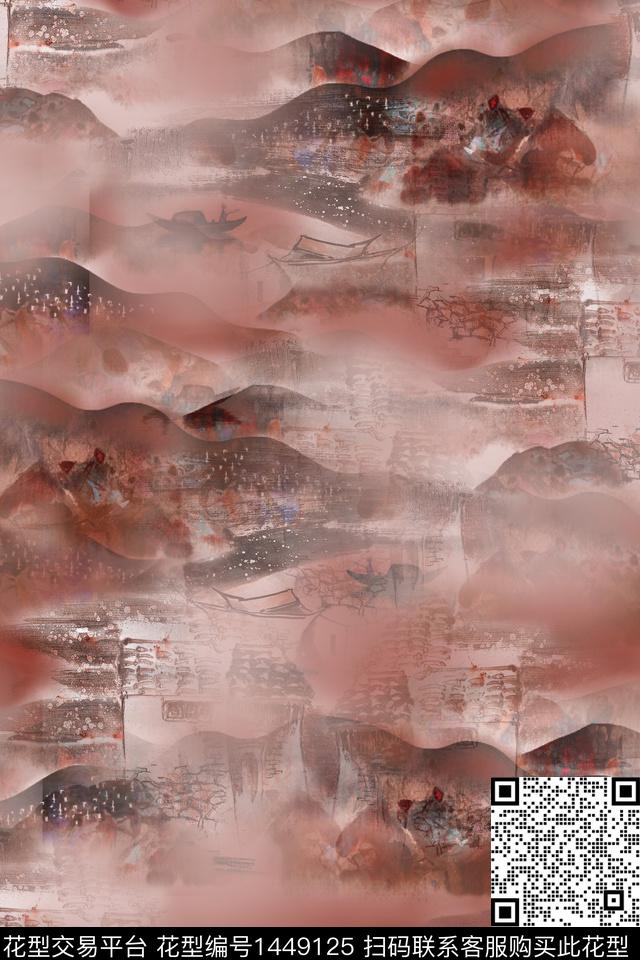 旗袍香云纱中国风数码印花花型下载（图片编号: 1449125） - 瓦栏（Walan）