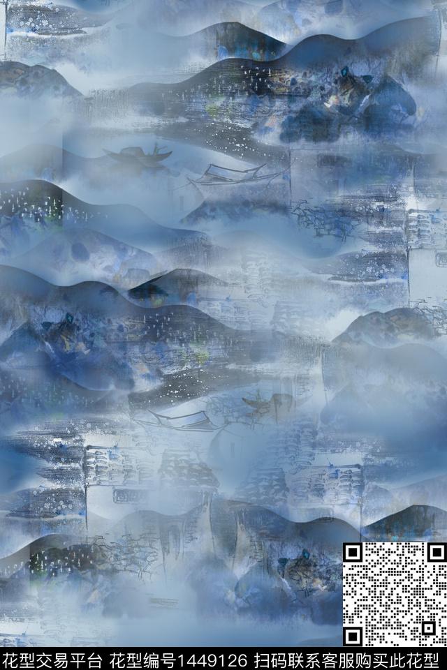 旗袍香云纱中国风数码印花花型下载（图片编号: 1449126） - 瓦栏（Walan）