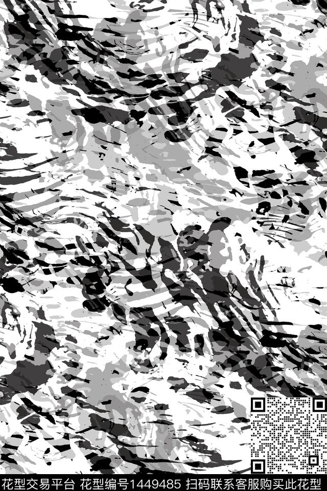 E016.jpg - 1449485 - 扎染花型 水墨风 中国 - 数码印花花型 － 女装花型设计 － 瓦栏