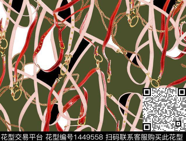 guan907.jpg - 1449558 - 皮带 链条 军绿底 - 数码印花花型 － 女装花型设计 － 瓦栏