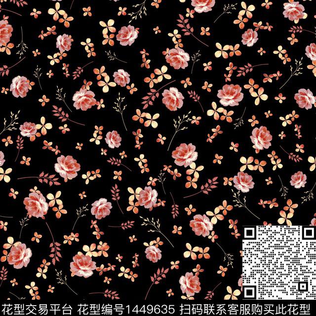 花卉小碎花满版散花数码印花花型下载（图片编号: 1449635） - 瓦栏（Walan）