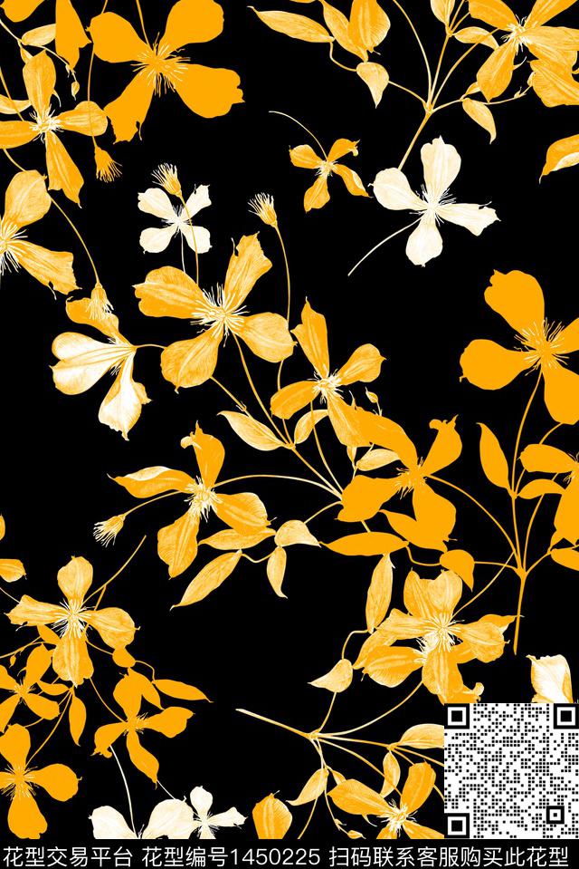 几何绿植树叶花卉数码印花花型下载（图片编号: 1450225） - 瓦栏（Walan）