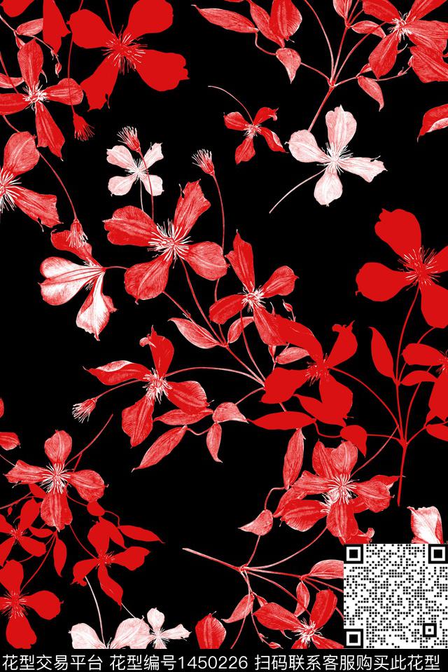 几何绿植树叶花卉数码印花花型下载（图片编号: 1450226） - 瓦栏（Walan）