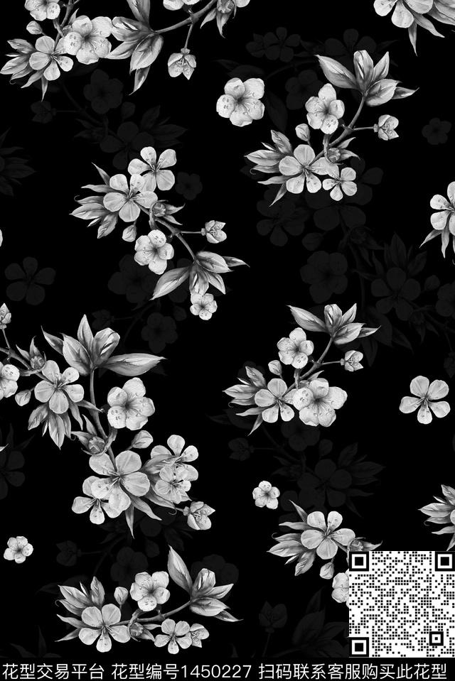 绿植树叶花卉大牌风数码印花花型下载（图片编号: 1450227） - 瓦栏（Walan）