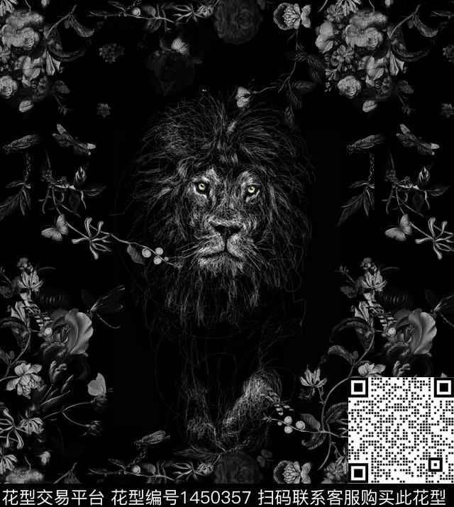 210704狮1.jpg - 1450357 - 动物花卉 男装 大牌风 - 数码印花花型 － 男装花型设计 － 瓦栏