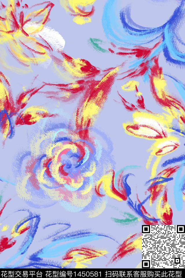 清爽底花卉花卉年轻女性传统印花花型下载（图片编号: 1450581） - 瓦栏（Walan）