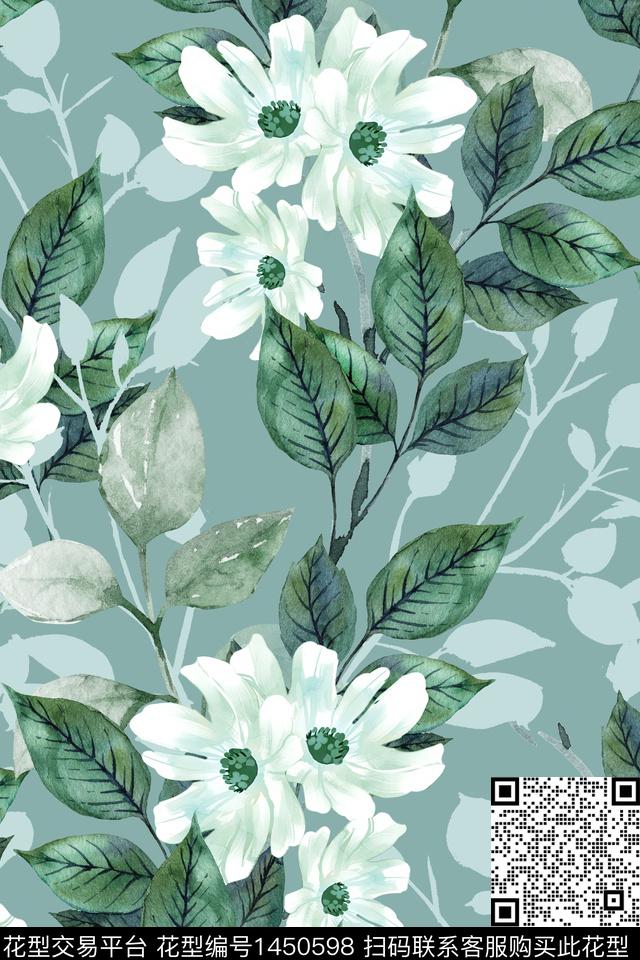 床品墙纸花卉数码印花花型下载（图片编号: 1450598） - 瓦栏（Walan）