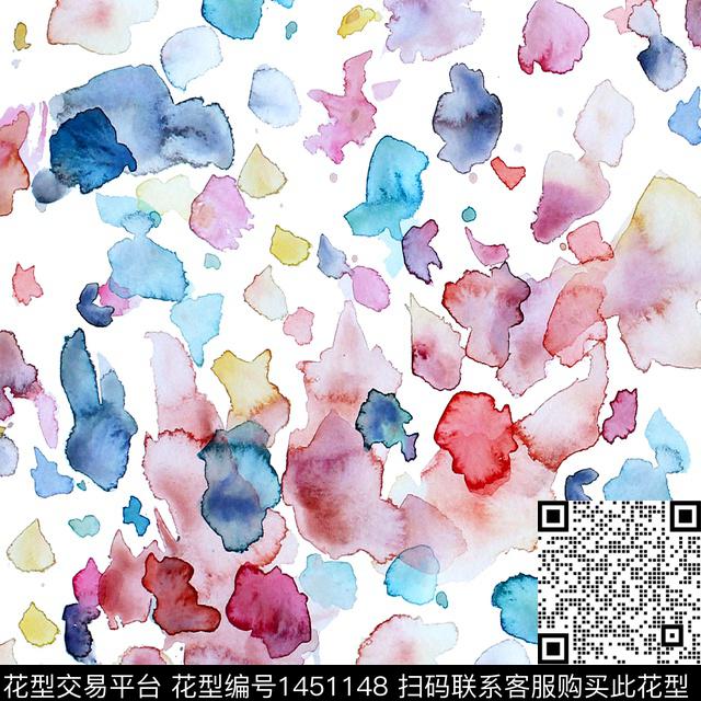 水彩仙鹤小雏菊数码印花花型下载（图片编号: 1451148） - 瓦栏（Walan）
