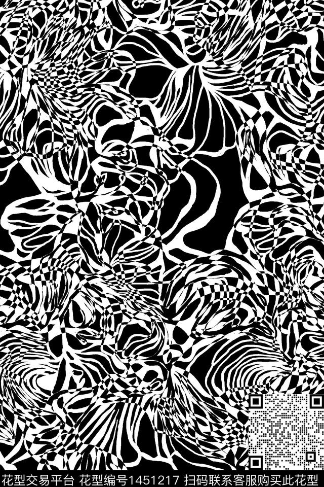 xz2386.jpg - 1451217 - 几何 抽象 真丝 - 数码印花花型 － 女装花型设计 － 瓦栏