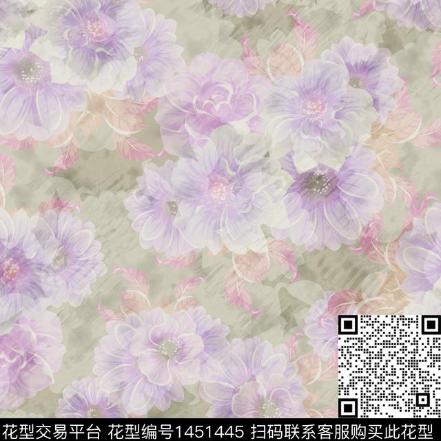 BSMYSJ0573.jpg - 1451445 - 绿植树叶 数码花型 花卉 - 数码印花花型 － 女装花型设计 － 瓦栏