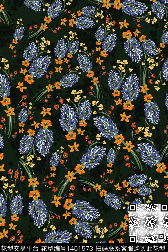 花卉手绘小碎花数码印花花型下载（图片编号: 1451573） - 瓦栏（Walan）