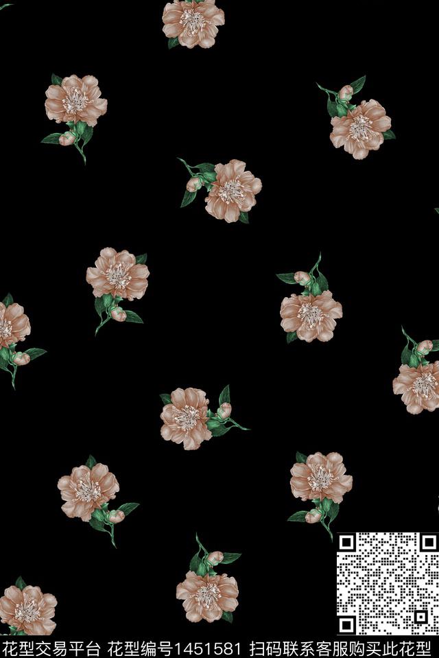 花卉大牌风年轻女性数码印花花型下载（图片编号: 1451581） - 瓦栏（Walan）