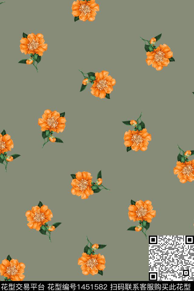 花卉大牌风年轻女性数码印花花型下载（图片编号: 1451582） - 瓦栏（Walan）