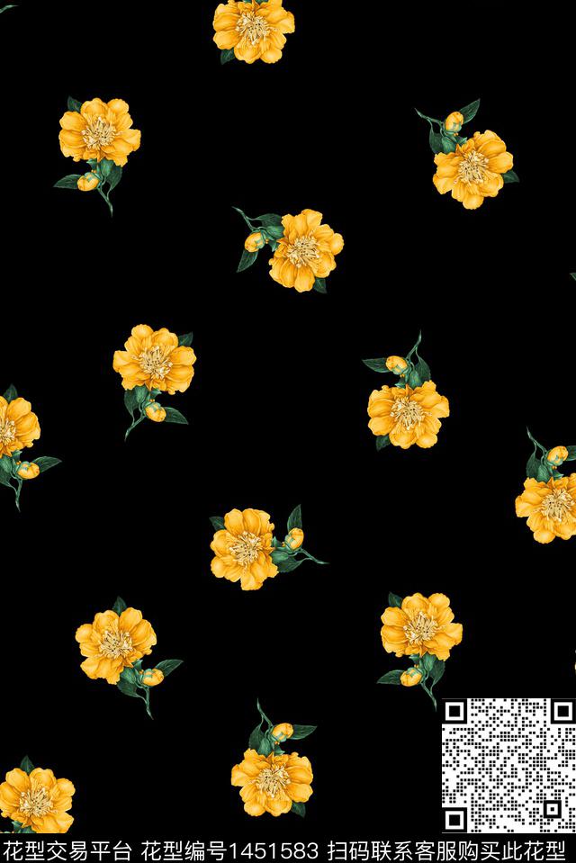 花卉大牌风年轻女性数码印花花型下载（图片编号: 1451583） - 瓦栏（Walan）