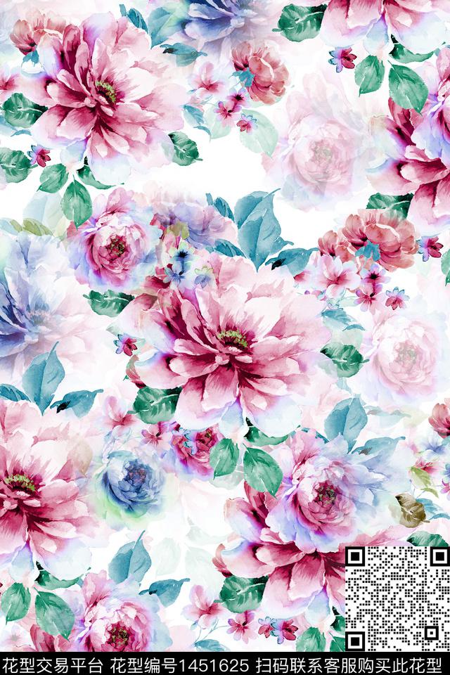 xz2391.jpg - 1451625 - 时尚 花卉 真丝 - 数码印花花型 － 女装花型设计 － 瓦栏