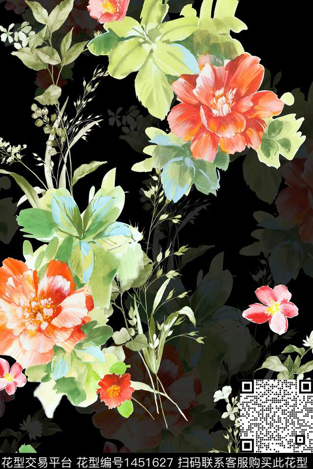 xz2393.jpg - 1451627 - 时尚 花卉 真丝 - 数码印花花型 － 女装花型设计 － 瓦栏