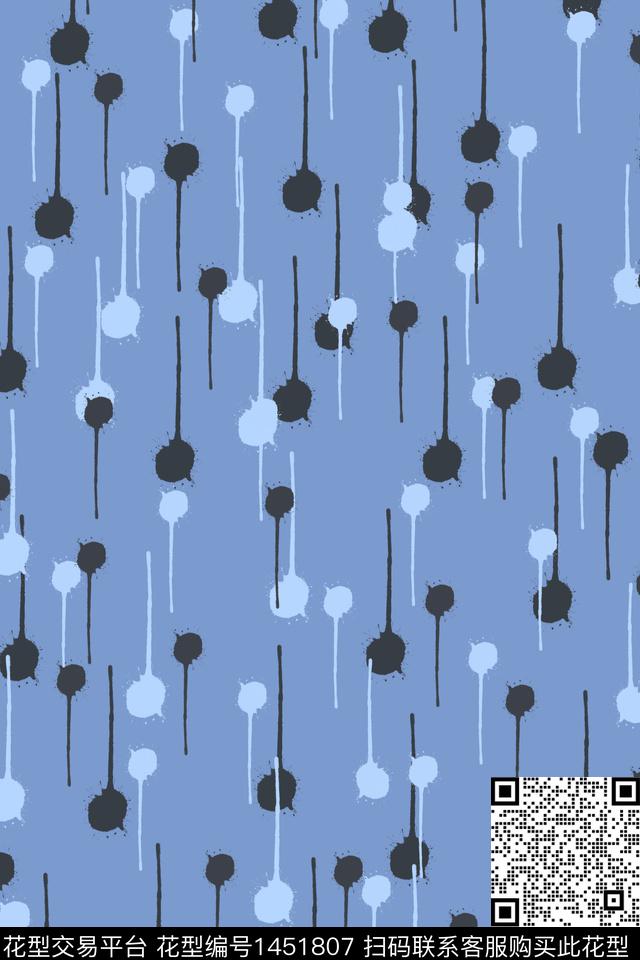 简约抽象手绘数码印花花型下载（图片编号: 1451807） - 瓦栏（Walan）