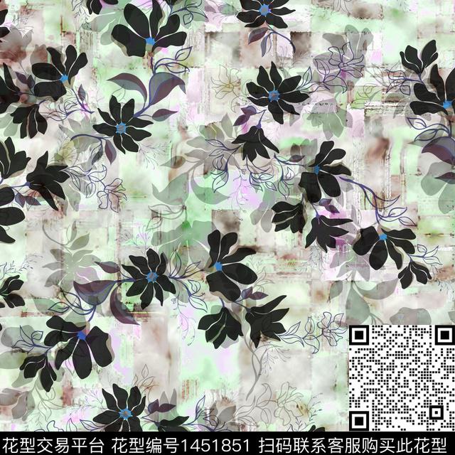 BSMYSJ0575.jpg - 1451851 - 绿植树叶 数码花型 花卉 - 数码印花花型 － 女装花型设计 － 瓦栏