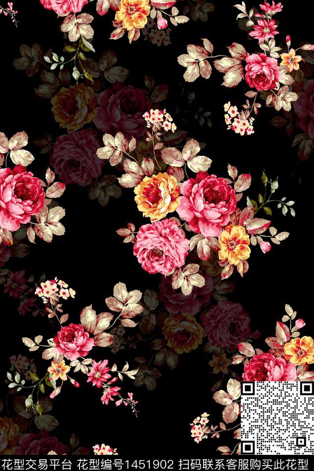 xz2399.jpg - 1451902 - 时尚 花卉 真丝 - 数码印花花型 － 女装花型设计 － 瓦栏