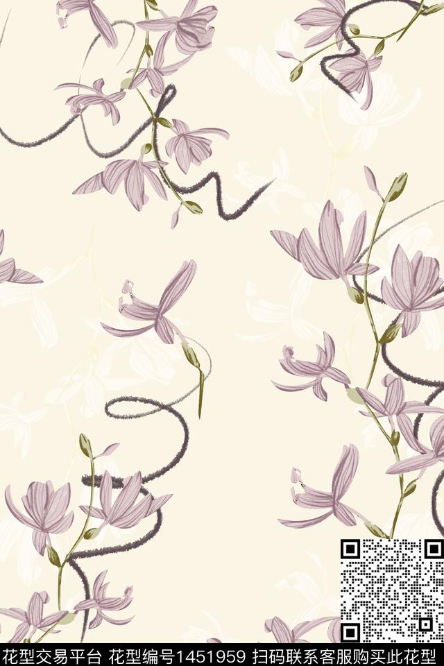 简约花卉年轻女性数码印花花型下载（图片编号: 1451959） - 瓦栏（Walan）