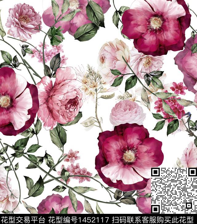 2021091403.jpg - 1452117 - 民族花卉 花卉 春夏花型 - 传统印花花型 － 女装花型设计 － 瓦栏