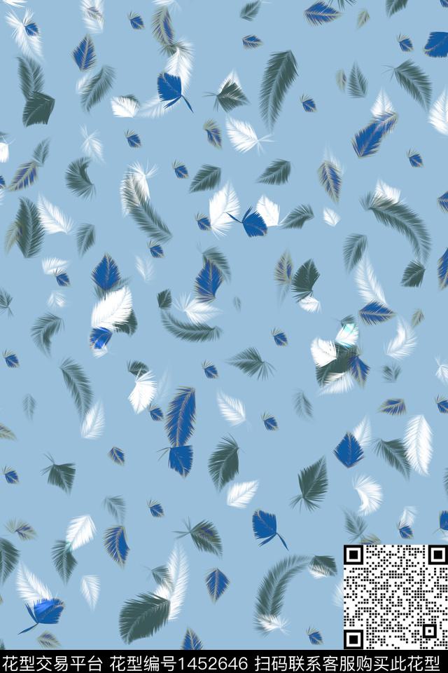 羽毛旗袍抽象数码印花花型下载（图片编号: 1452646） - 瓦栏（Walan）
