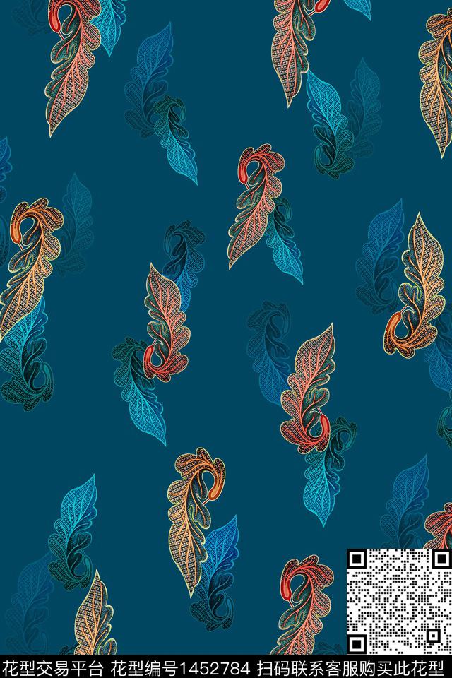 肌理渐变蓝色数码印花花型下载（图片编号: 1452784） - 瓦栏（Walan）