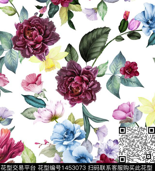 2021091901.jpg - 1453073 - 民族花卉 花卉 春夏花型 - 传统印花花型 － 女装花型设计 － 瓦栏