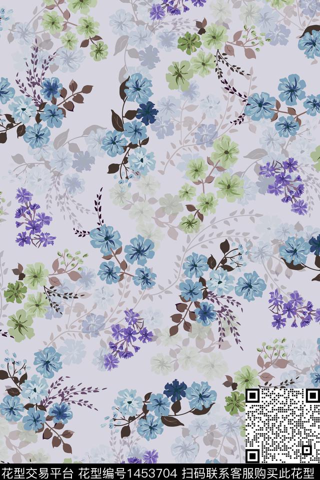 花卉大牌风小碎花数码印花花型下载（图片编号: 1453704） - 瓦栏（Walan）