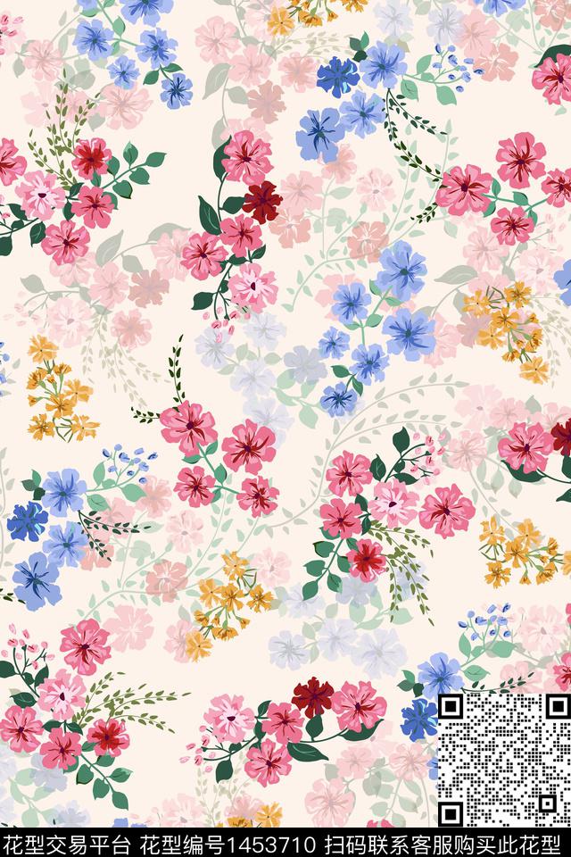 花卉大牌风小碎花数码印花花型下载（图片编号: 1453710） - 瓦栏（Walan）