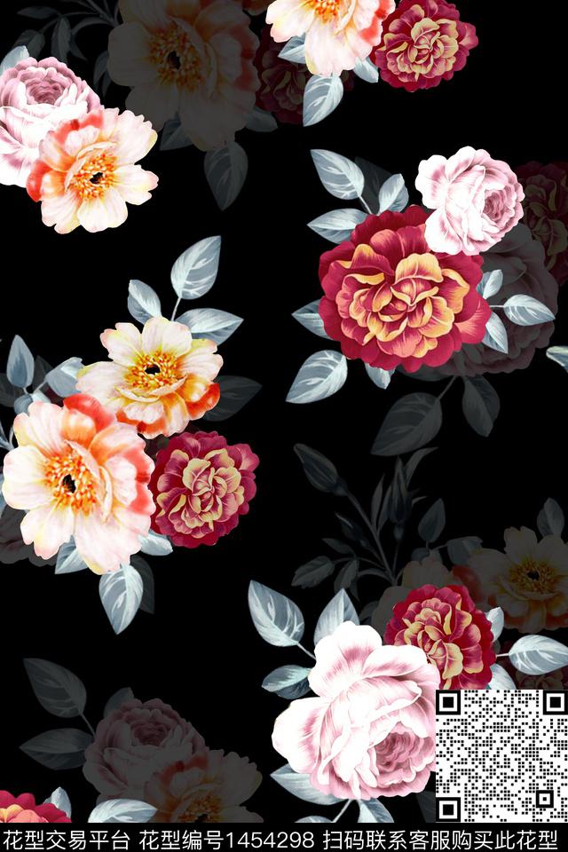xz2436.jpg - 1454298 - 时尚 花卉 真丝 - 数码印花花型 － 女装花型设计 － 瓦栏