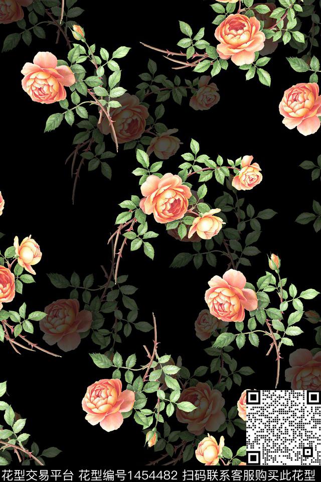 xz2444.jpg - 1454482 - 时尚 花卉 真丝 - 数码印花花型 － 女装花型设计 － 瓦栏
