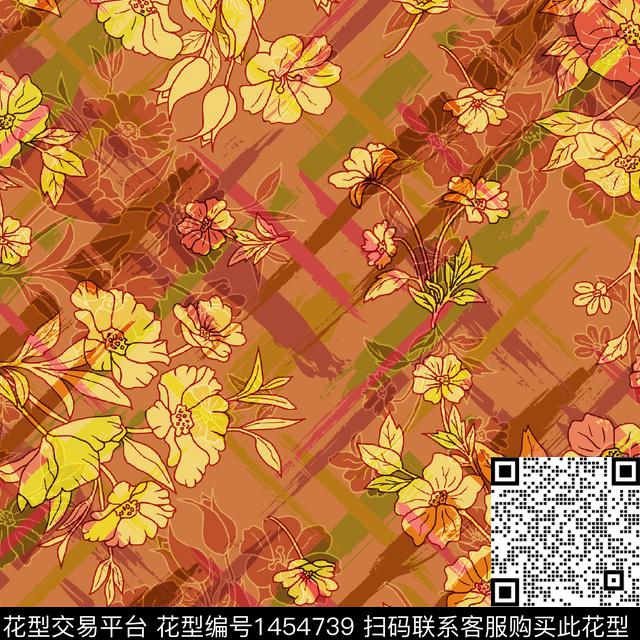 BSMYSJ0596.jpg - 1454739 - 绿植树叶 数码花型 花卉 - 数码印花花型 － 女装花型设计 － 瓦栏