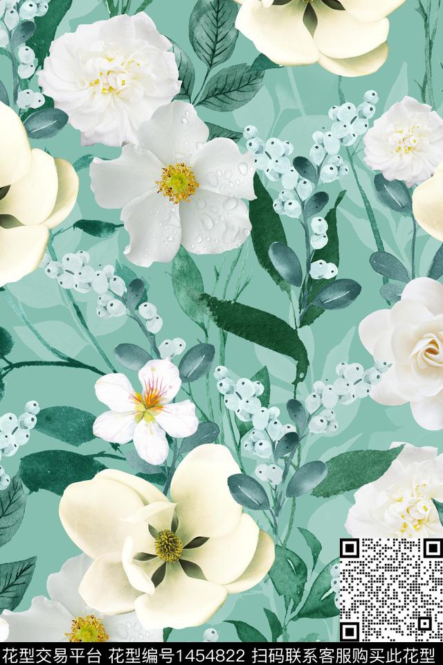 女装花卉大花数码印花花型下载（图片编号: 1454822） - 瓦栏（Walan）